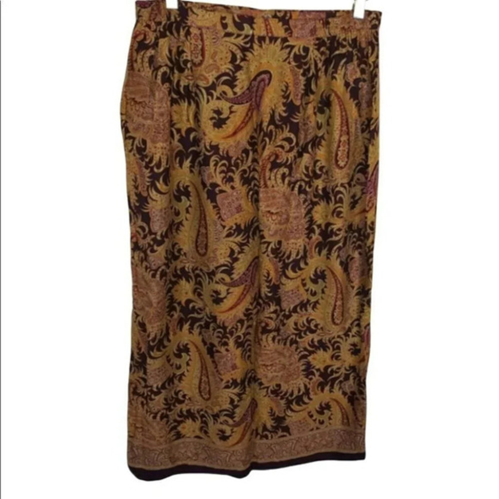 Vintage Lane Bryant Designs‎ 14 black gold + red paisley print wrap maxi skirt
